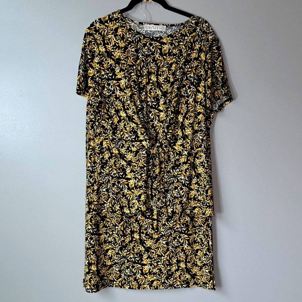 KASPER 2 piece set skirt and top Size Large Black-N-Yellow